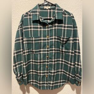 Green Plaid Button-Up Shirt by No comment